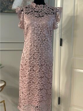 Enfocus Studio Mauve Lace Midi Sheath Dress